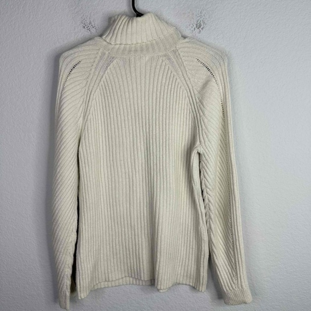 Sundance Sweater Womens Large Beige Ribbed Long Sleeve Turtleneck‎ Casual Boho - Picture 2 of 8